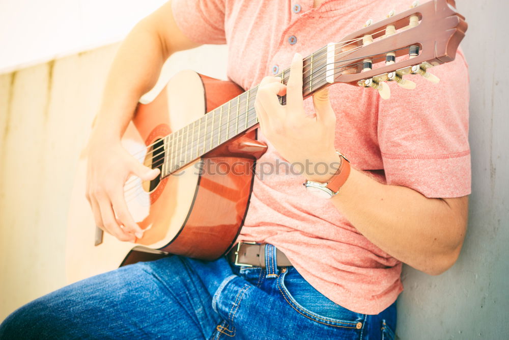 Similar – Image, Stock Photo Man playing guitar in nature