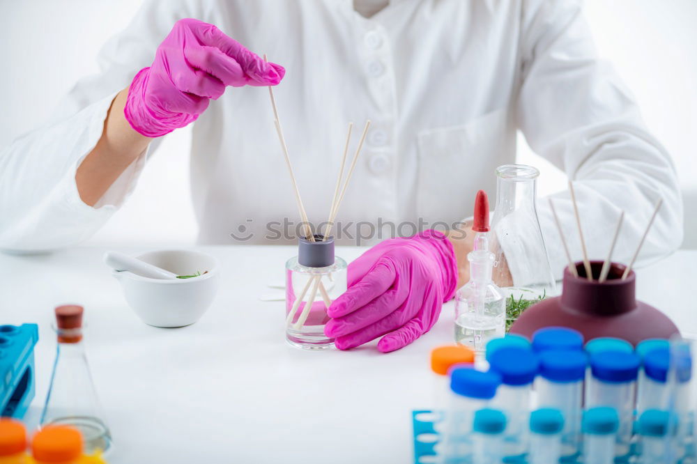 Similar – Image, Stock Photo Worker putting liquid to test tube