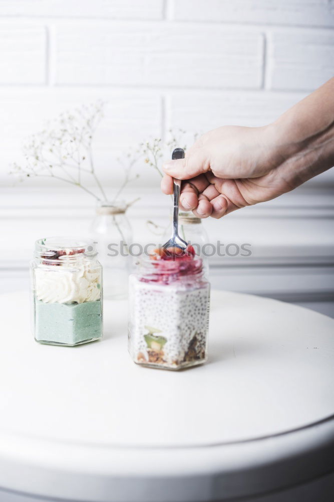 Similar – Image, Stock Photo Healthy breakfast in a glass