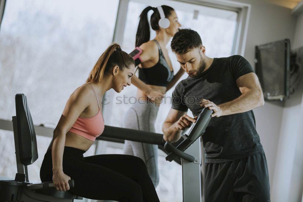 Similar – Image, Stock Photo Man doing push ups in fitness class