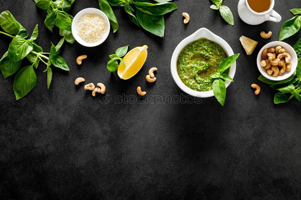 Similar – Image, Stock Photo Green Kale Pesto Ingredients in Mixer