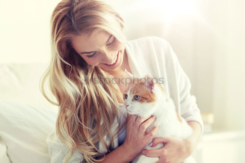 Similar – Image, Stock Photo Sexy young woman at home playing with her dog