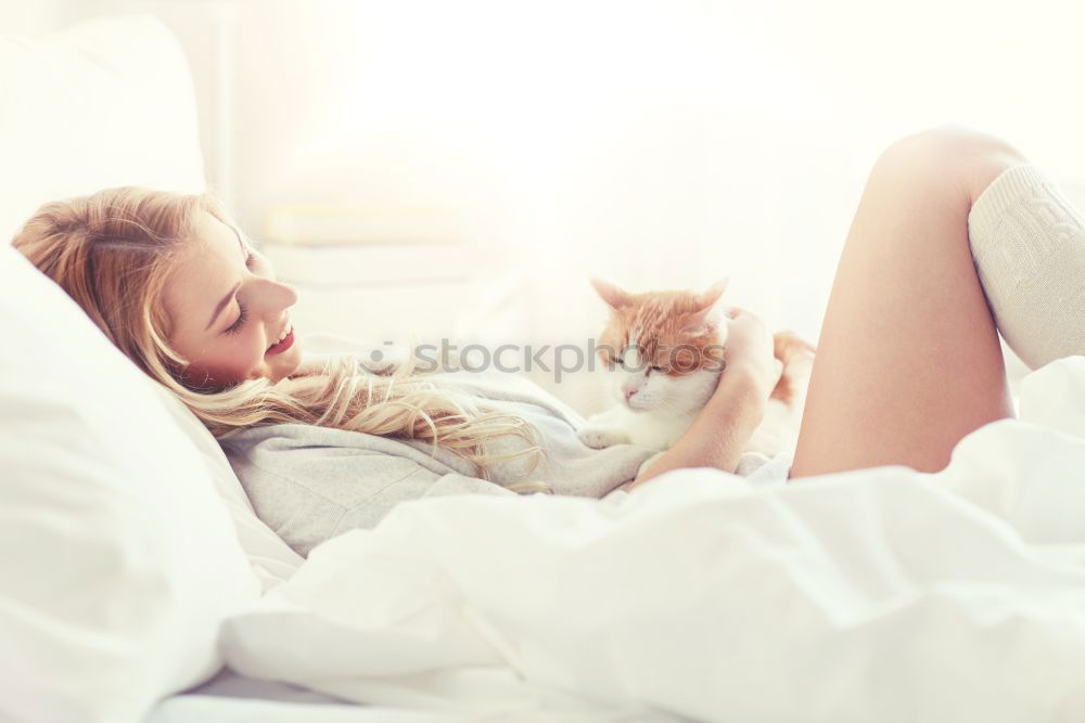 Similar – Image, Stock Photo happy kid girl waking up in the morning