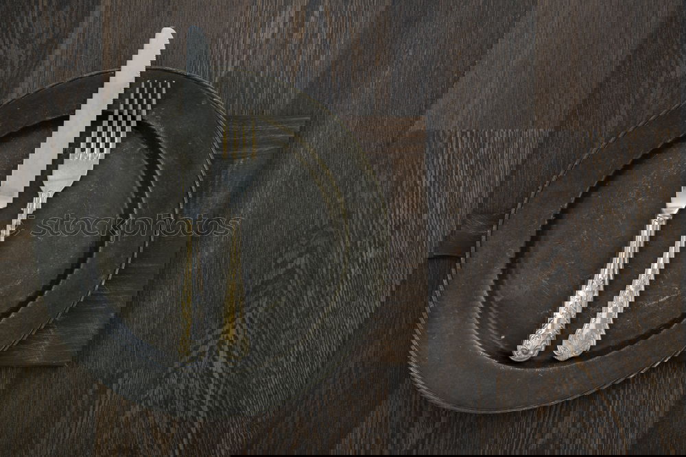 Similar – Image, Stock Photo Wooden spoon and fork on gray napkin