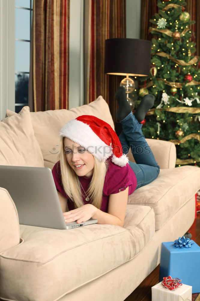 Similar – A happy couple with a child is celebrating Christmas with their friends on video call using webcam. Family greeting their relatives on Christmas eve online. New normal