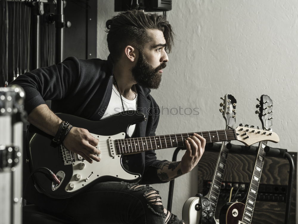 Similar – Image, Stock Photo outdoor photo session with a bass player and his instruments