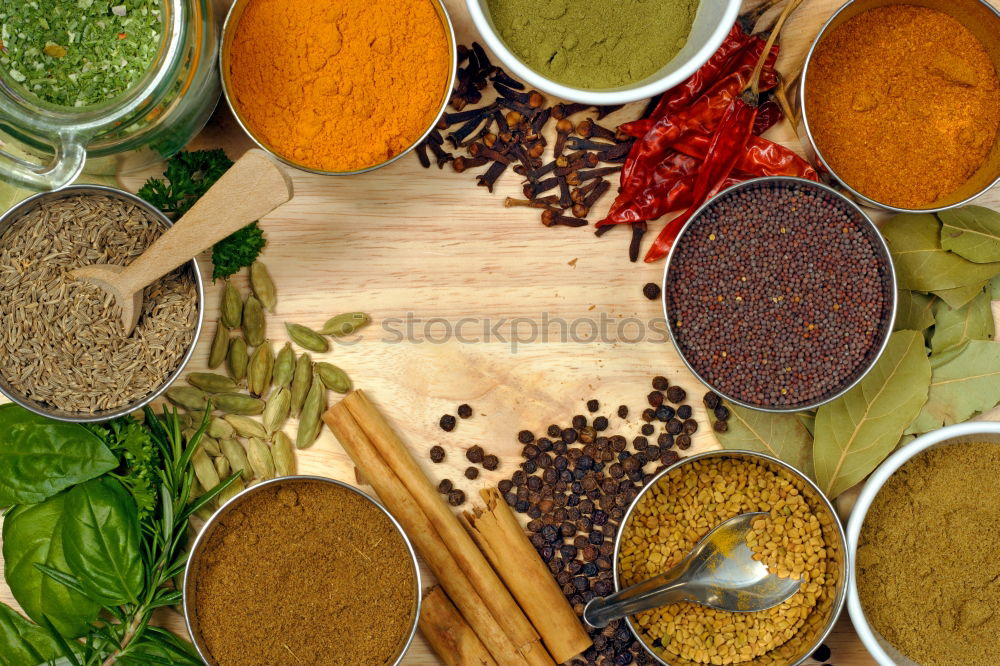 Similar – Image, Stock Photo Colourful spices on the kitchen table