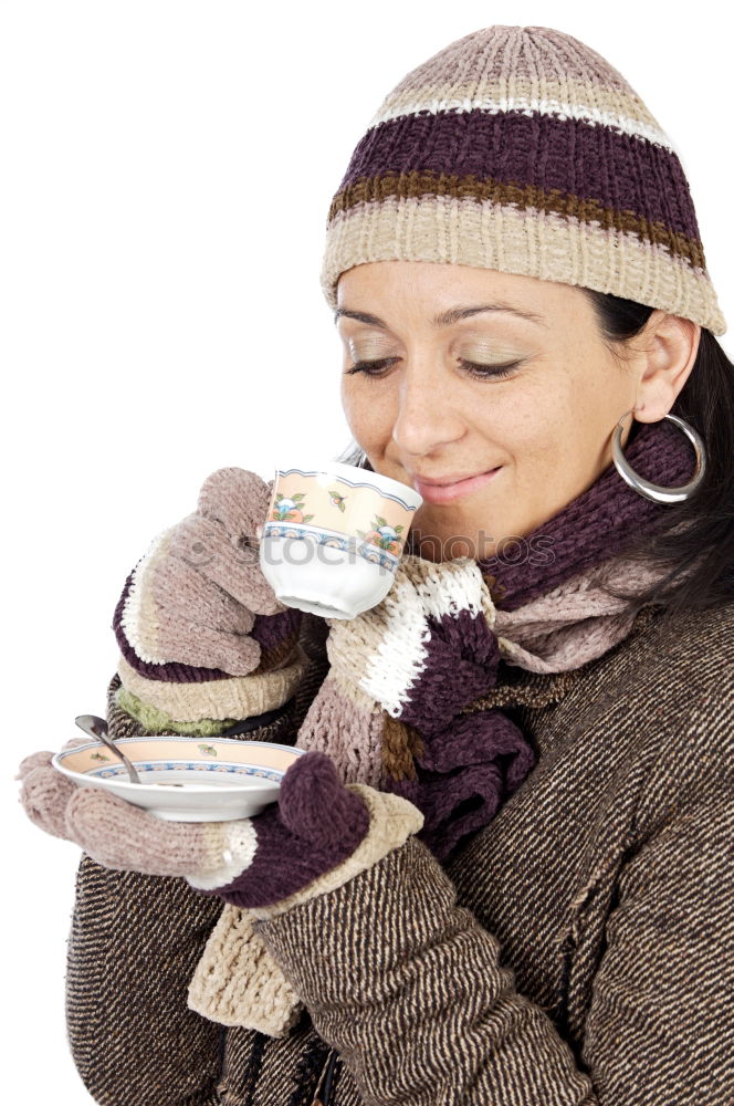 Similar – Young woman holding warm cup of tea