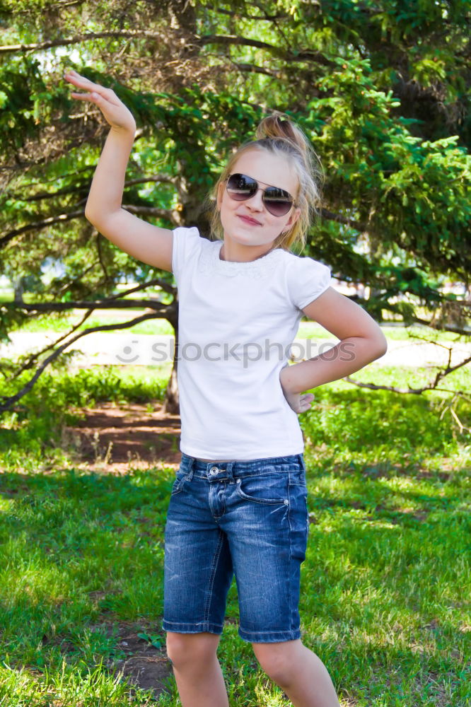 Similar – Image, Stock Photo Cute running European girl