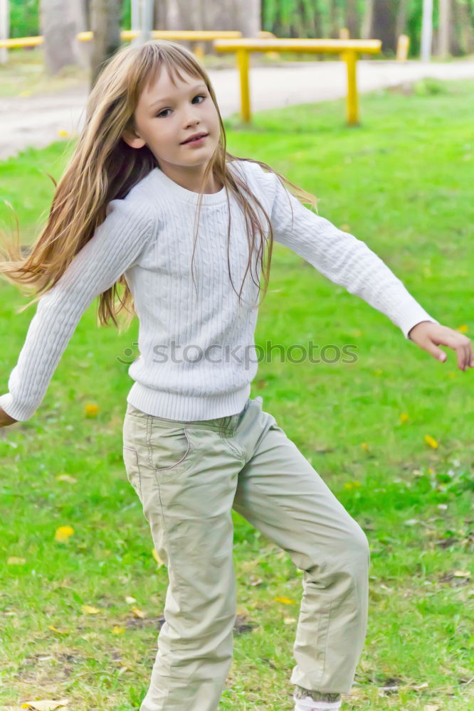 Similar – Image, Stock Photo Cute running European girl