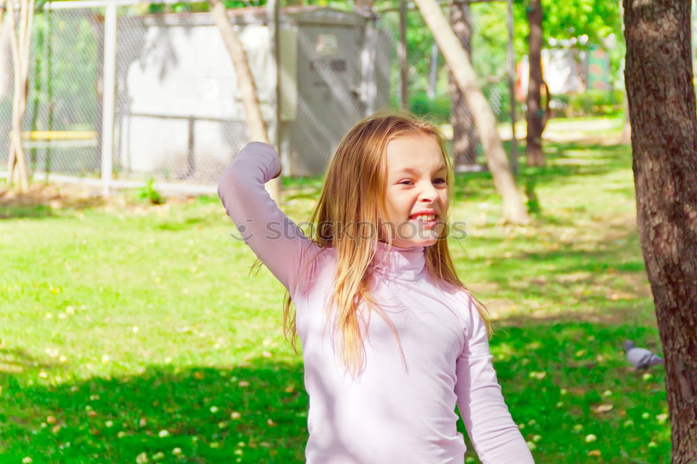 Similar – Image, Stock Photo Cute running European girl