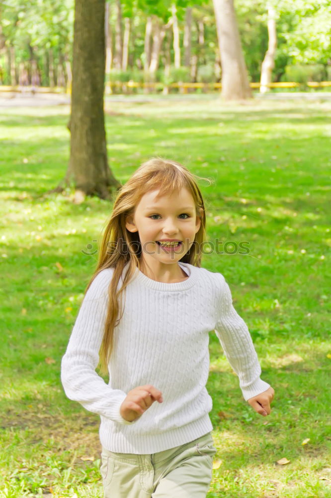 Image, Stock Photo Cute running European girl