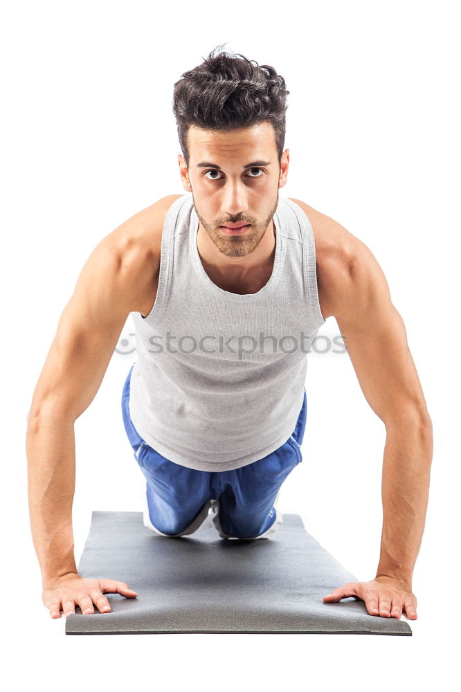 Similar – Attractive man doing pushups in the gym.