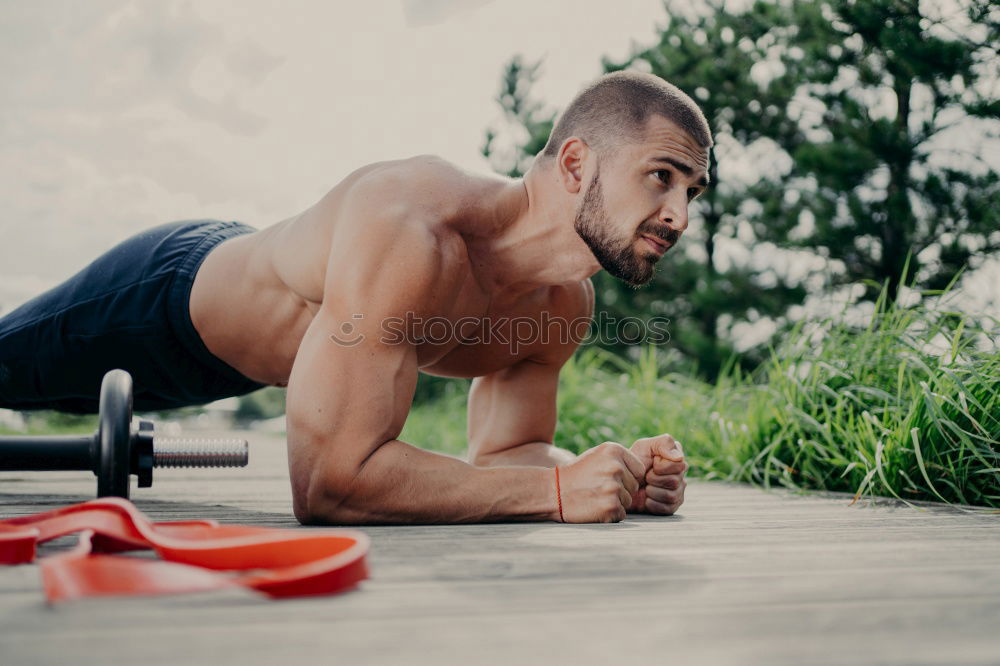 Similar – Image, Stock Photo Man training fitness push ups