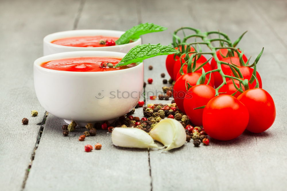 Similar – Image, Stock Photo Soup gazpacho in a brown plate