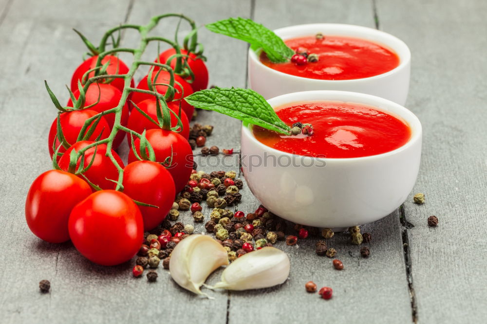 Similar – Image, Stock Photo Soup gazpacho in a brown plate