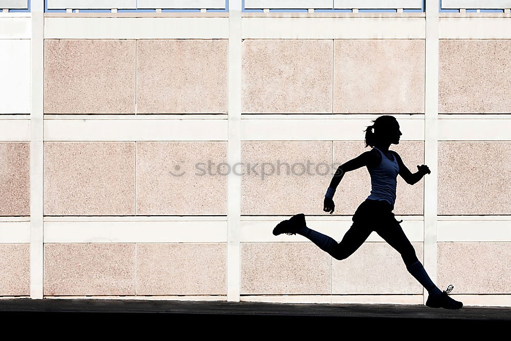 Similar – Image, Stock Photo Young fit blonde woman jumping in the street