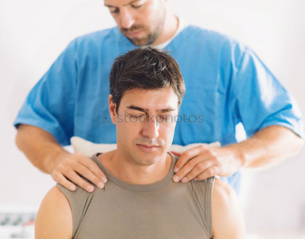 Similar – Image, Stock Photo young man at the physio therapy with pain