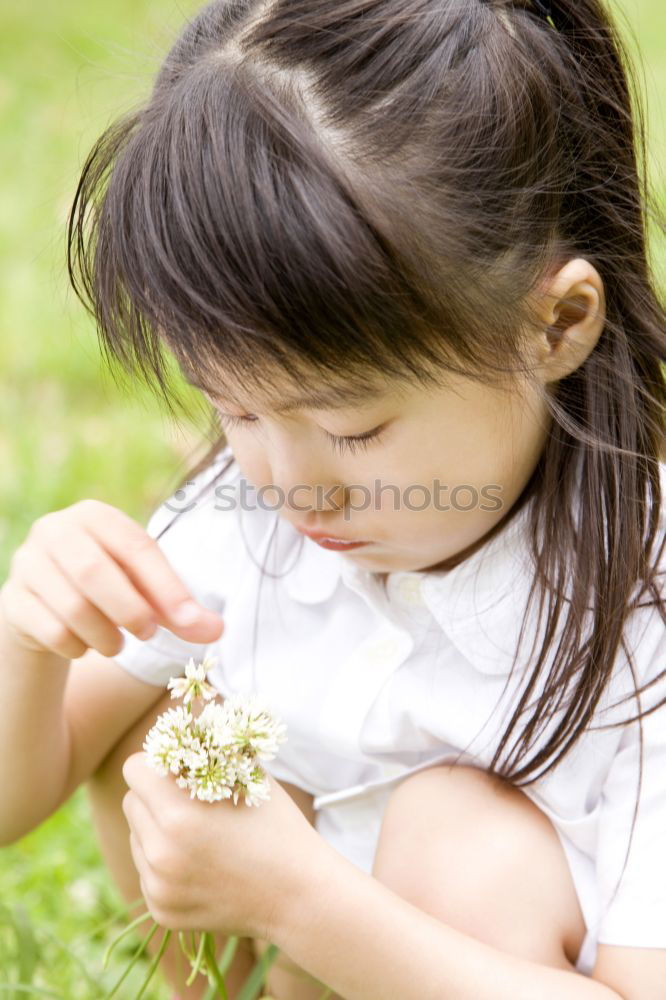 Similar – Image, Stock Photo Little girl discovering nature