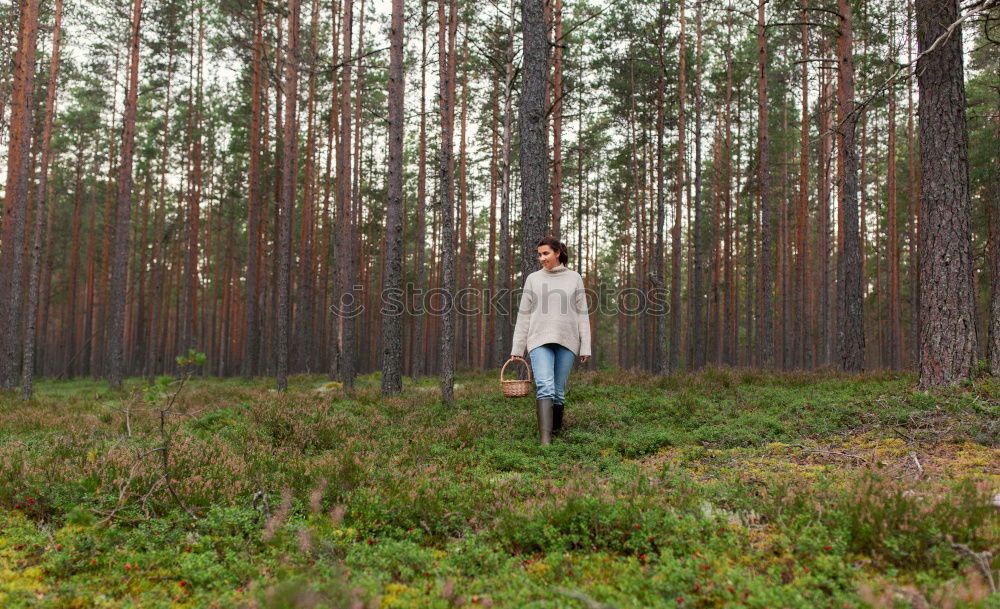 Image, Stock Photo Young man into the forest