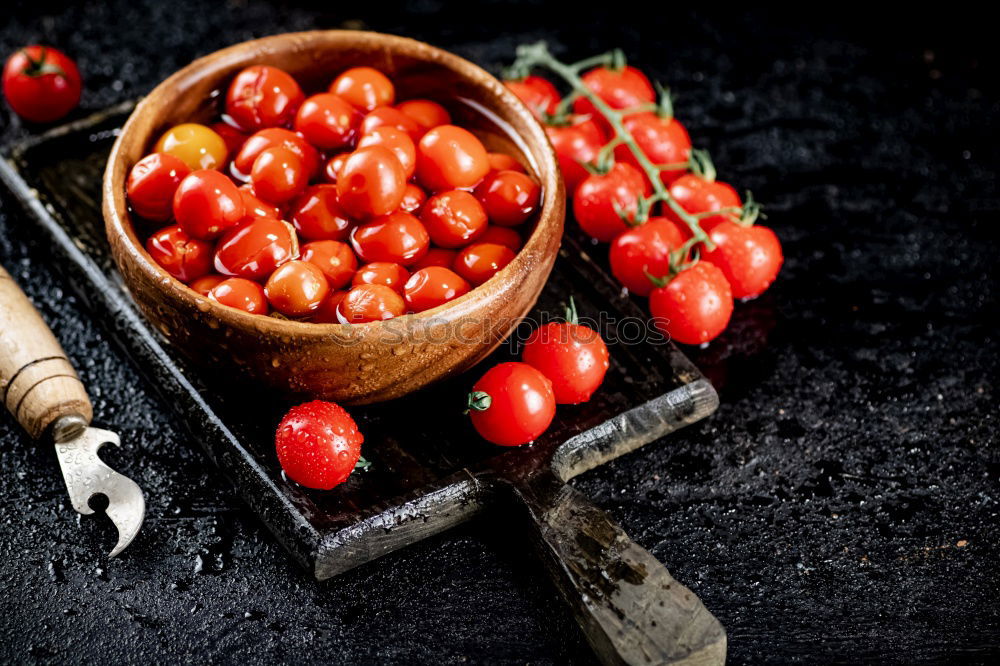 Similar – spaghetti and red cherry tomatoes