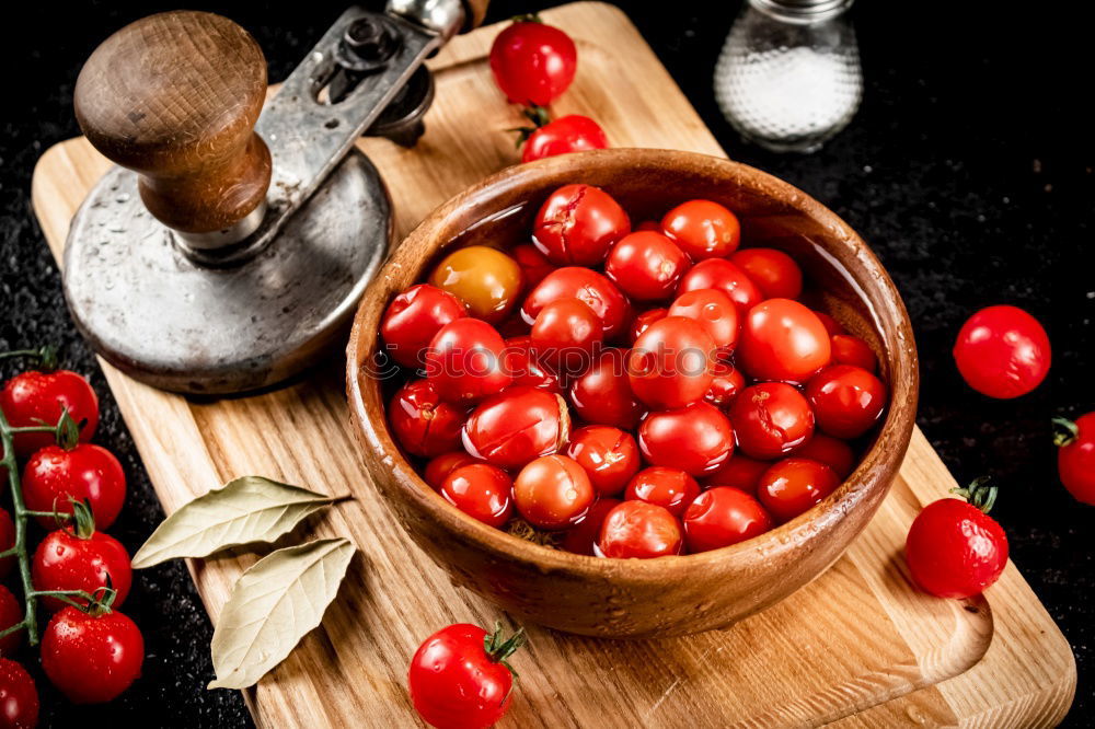 Similar – spaghetti and red cherry tomatoes