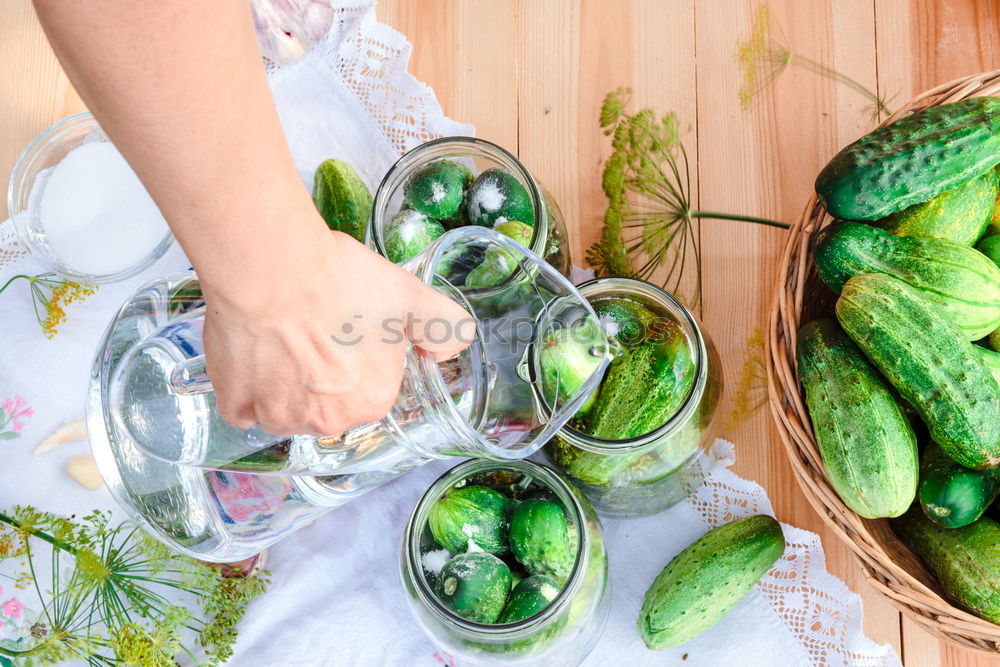 Preparing ingredients for pickling cucumbers