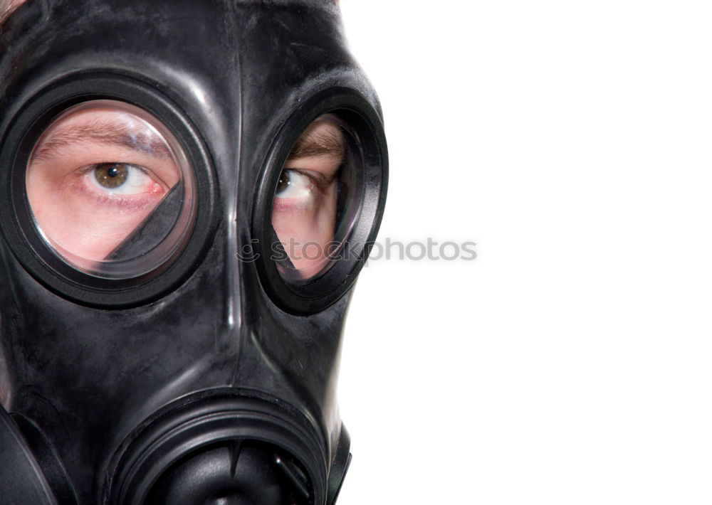 Similar – Image, Stock Photo portrait of a man in a gas mask and a hood