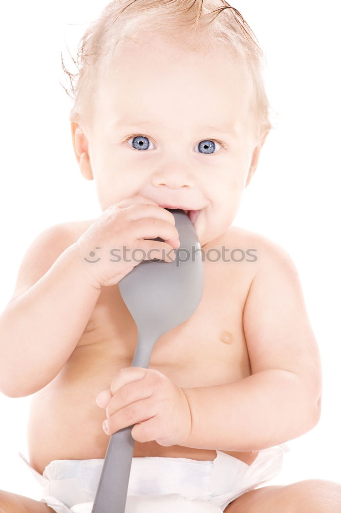 Similar – Image, Stock Photo A cute little girl in chef’s hat sitting on the kitchen floor soiled with flour, playing with food, making a mess and having fun