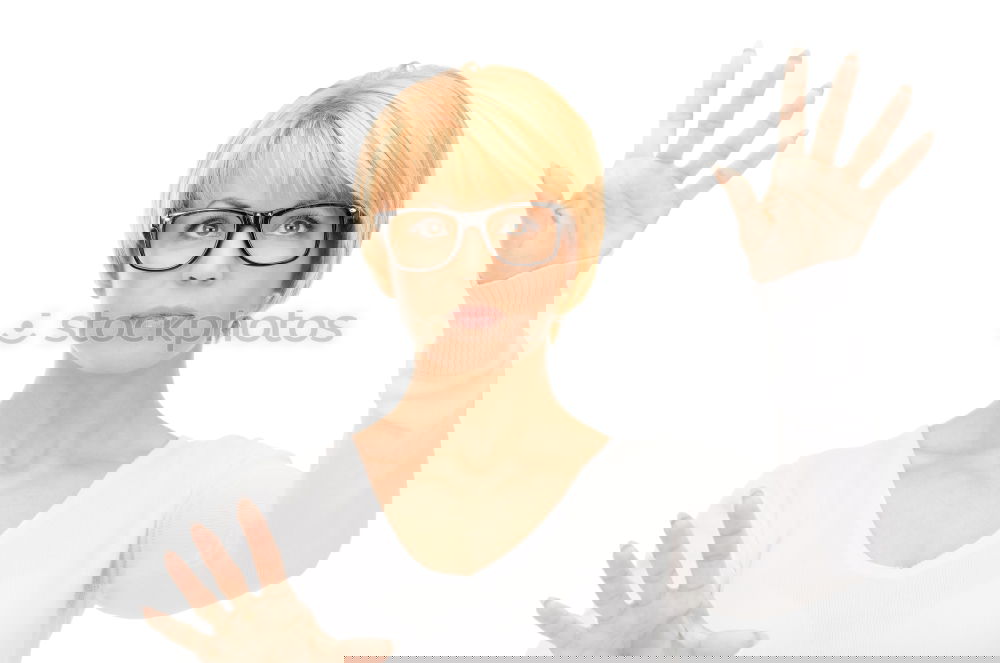 Similar – Image, Stock Photo Portrait of a smiling old woman with glasses on yellow background