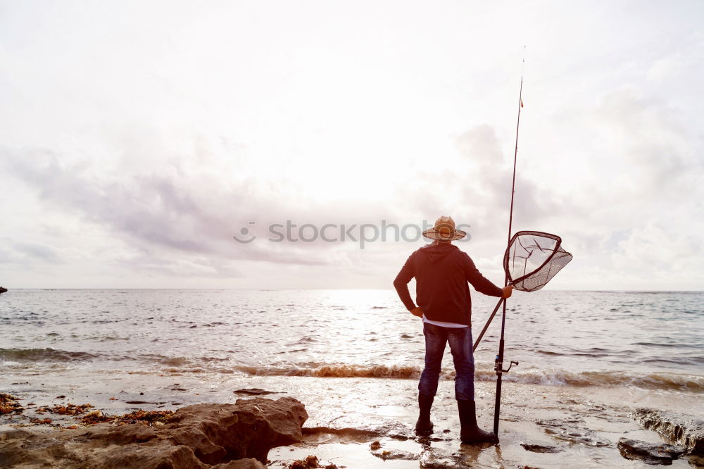 Similar – Image, Stock Photo The Angler Fishing (Angle)