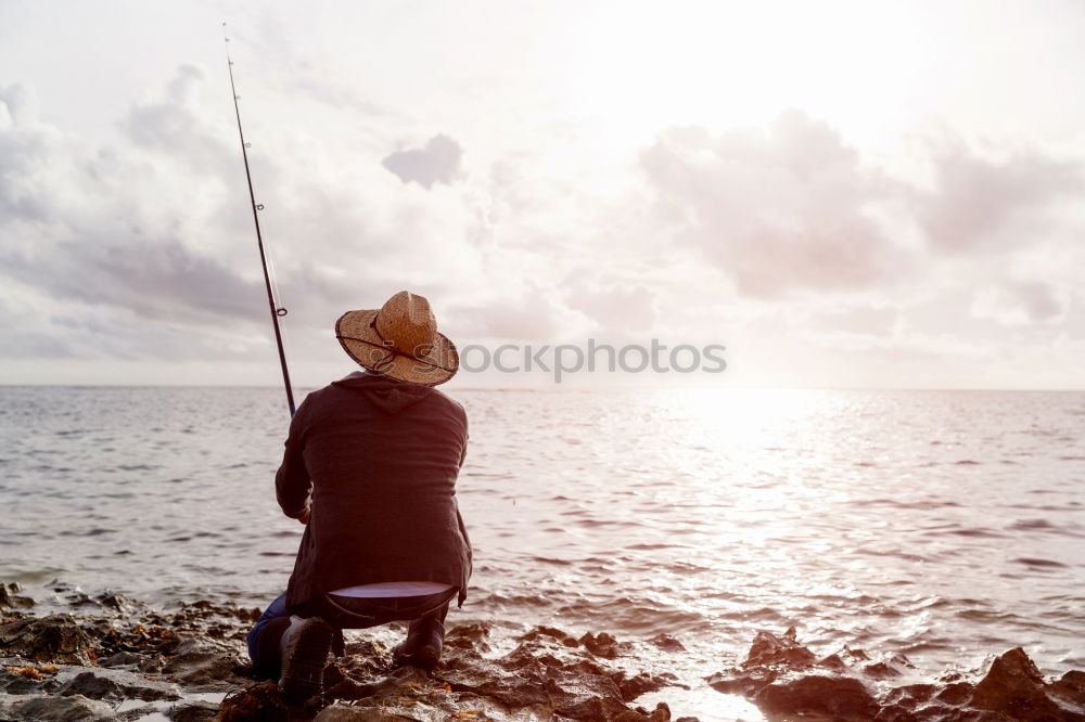 Image, Stock Photo The Angler Fishing (Angle)