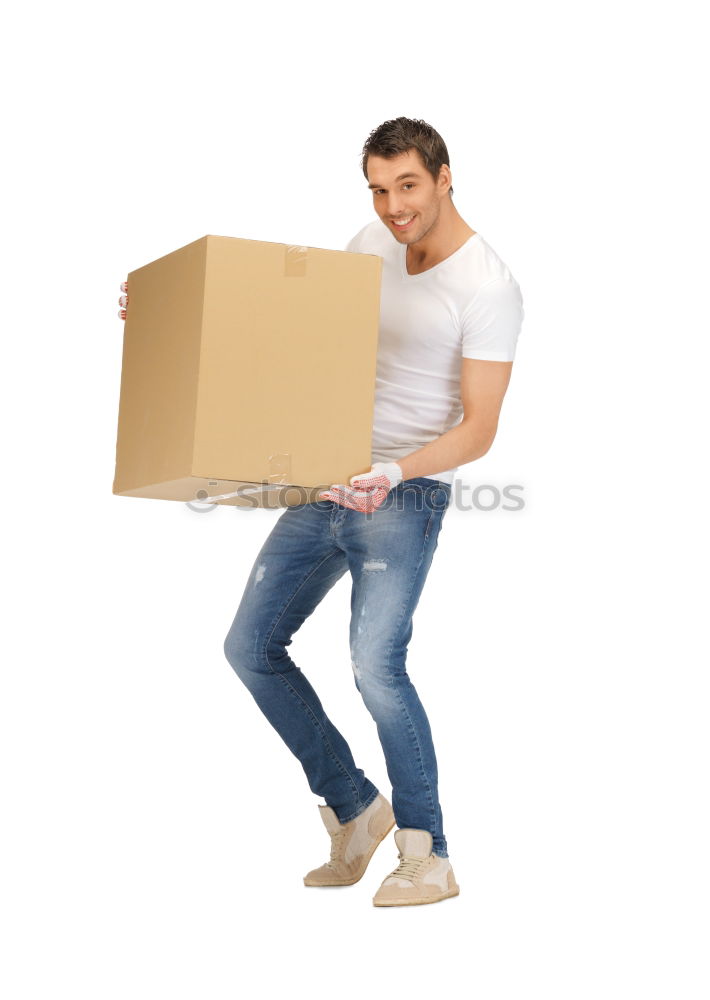 Similar – Image, Stock Photo Woman carrying moving boxes