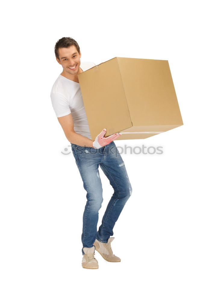 Similar – Image, Stock Photo Woman carrying moving boxes