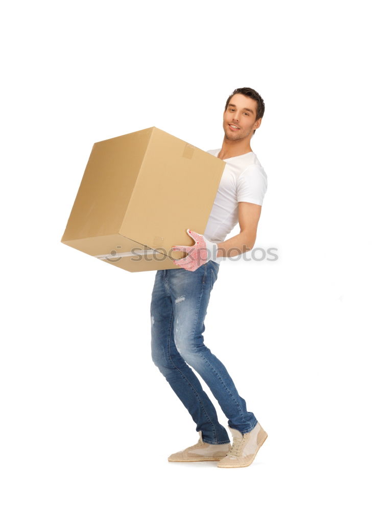 Similar – Image, Stock Photo Woman carrying moving boxes