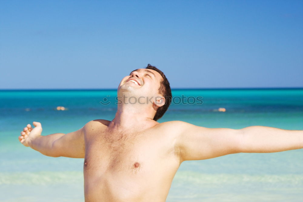 Similar – The happiest childhood: father and son walking along the tropical beach