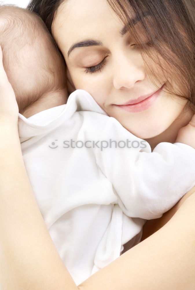 Similar – Image, Stock Photo Mother kissing newborn