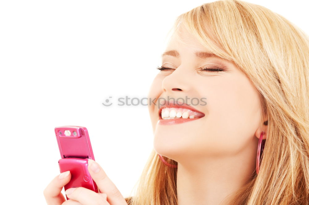 Similar – Young blonde girl with her mobile phone