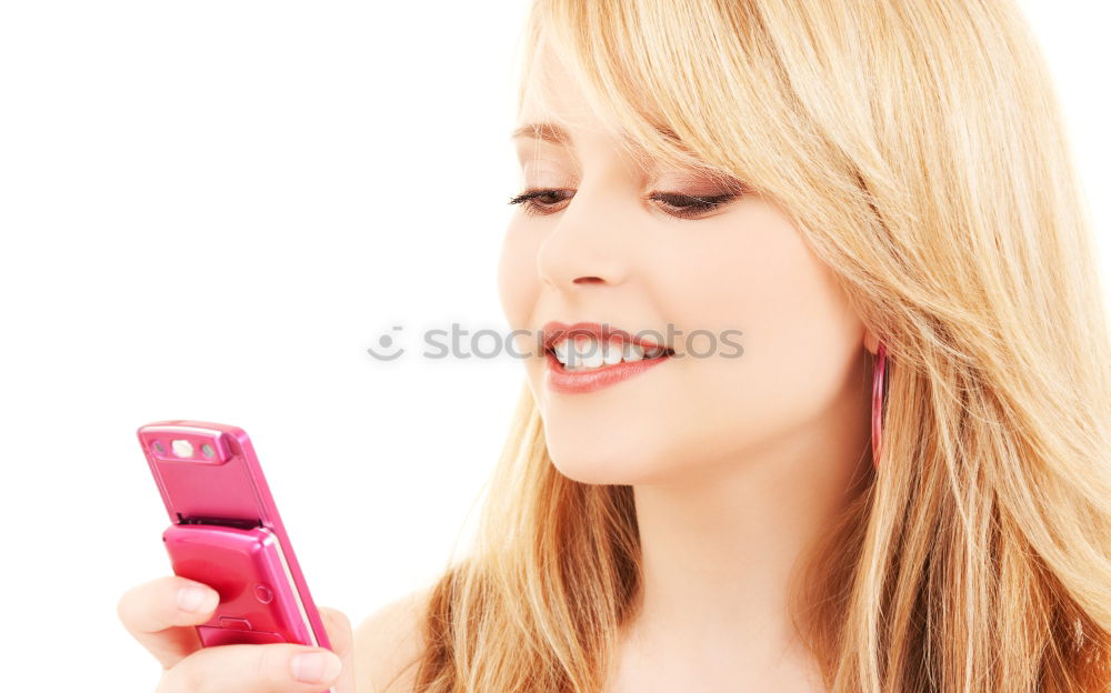 Similar – Young blonde girl with her mobile phone