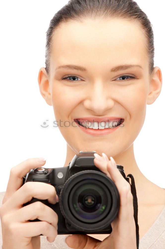 Similar – Image, Stock Photo Young woman taking pictures with an instant camera