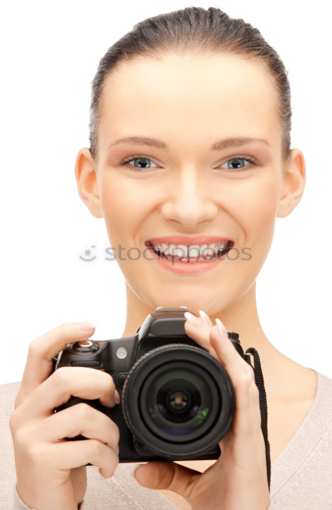 Similar – Image, Stock Photo Young woman taking pictures with an instant camera