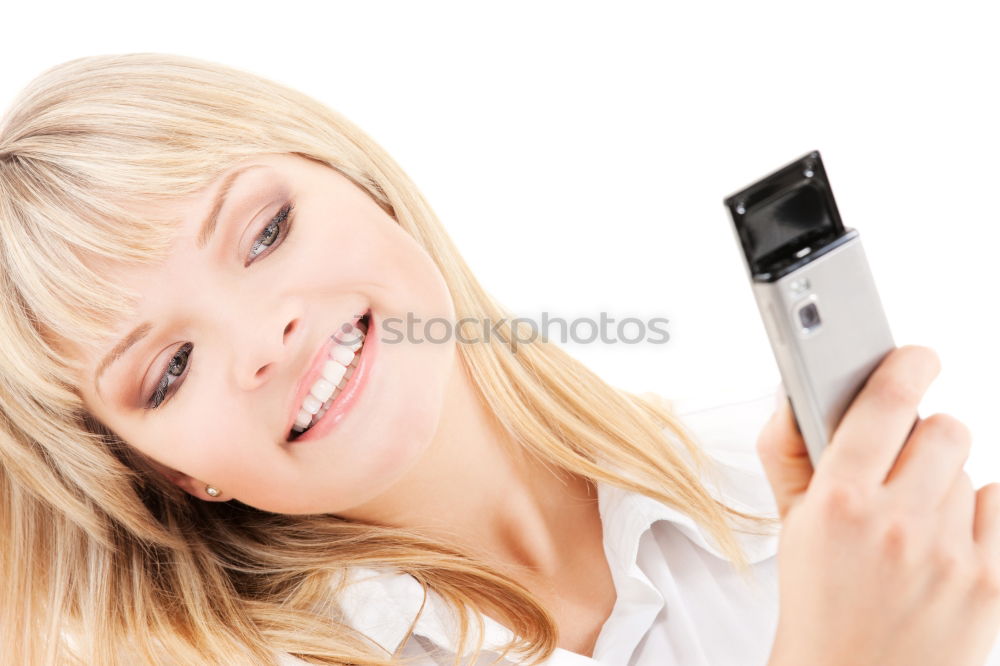 Similar – Young blonde girl with her mobile phone