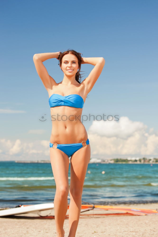 Similar – Image, Stock Photo Young blonde woman with beautiful body in swimwear