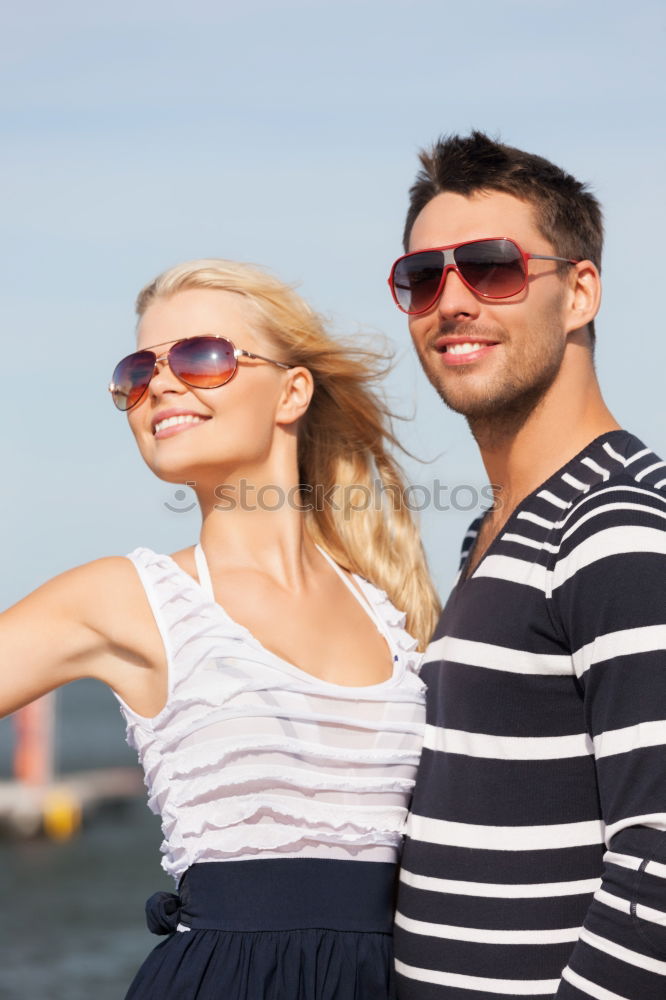 Similar – Image, Stock Photo Happy caucasian couple with longboard smiling