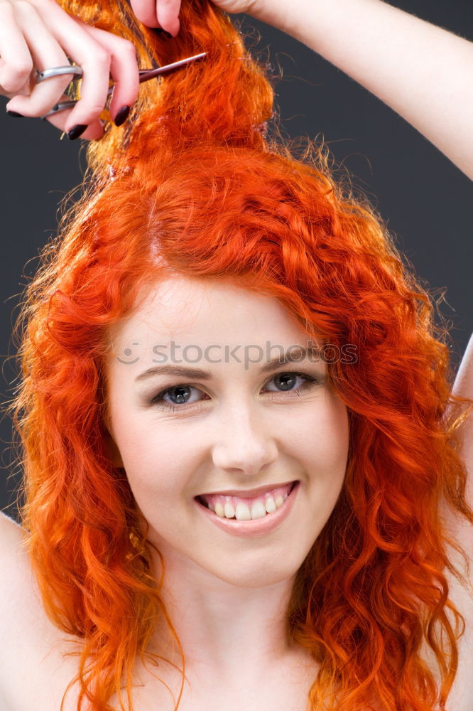 Similar – Redhead woman calling at home