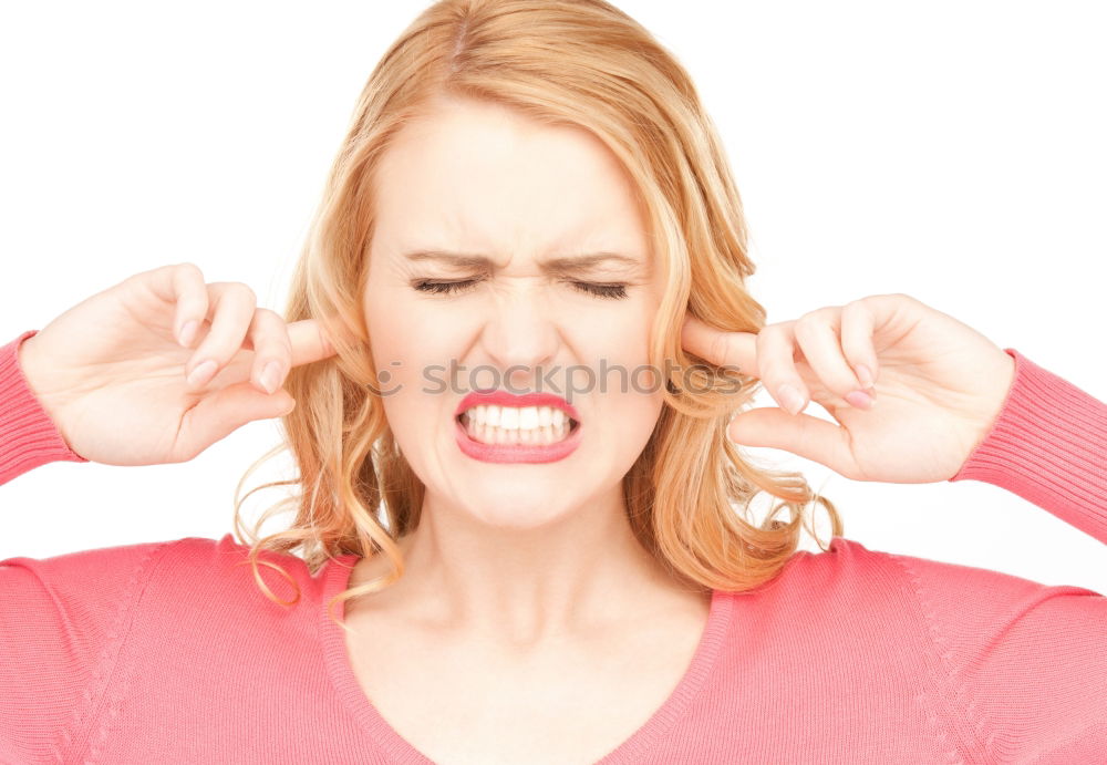 Similar – portrait of a Screaming little boy covering ears with hands