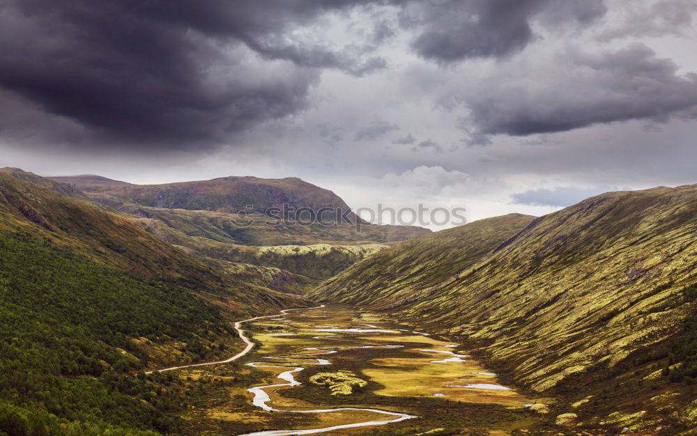 Similar – Image, Stock Photo Curvy road in mountains, Trollstigen, Norway