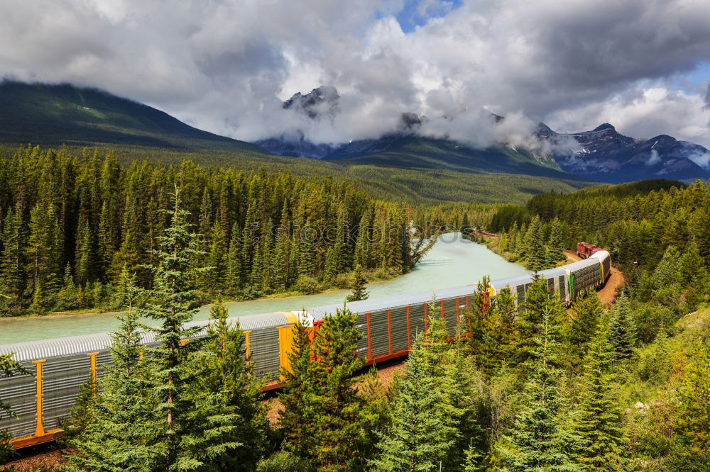 Similar – Image, Stock Photo Bernina Express in the autumn forest near Pontresina