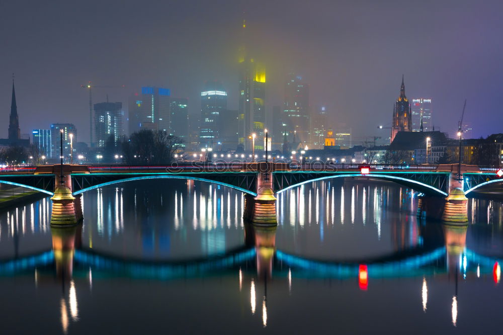 Similar – Frankfurt Main skyline at night