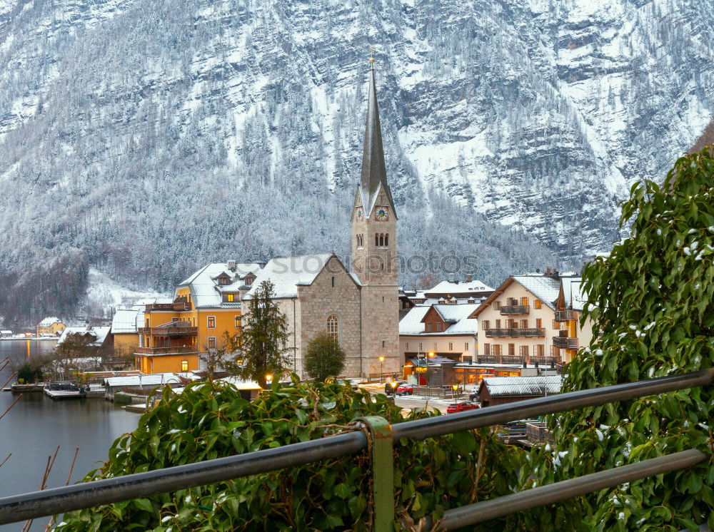 Similar – Image, Stock Photo Hallstatt town on a snowy day